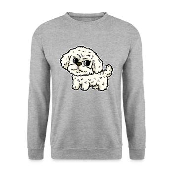 SHIHTZU Dogs Baby Pedigree Dog Breed - Unisex Sweatshirt - salt & pepper - Front - Alina (178cm) & Michal (187cm)
