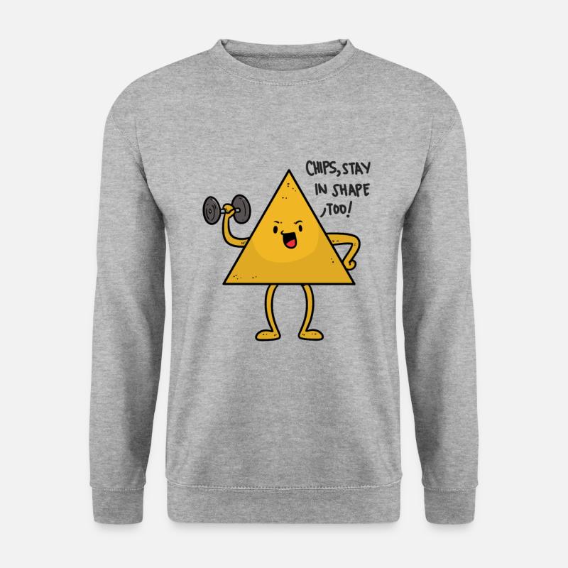 Chips in his Kettlebell - Unisex Pullover - Weißgrau meliert