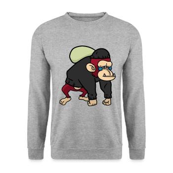 Singe babouin singe babouins singe - Sweat-shirt Unisexe - gris chiné - Devant - Alina (178cm) & Michal (187cm)