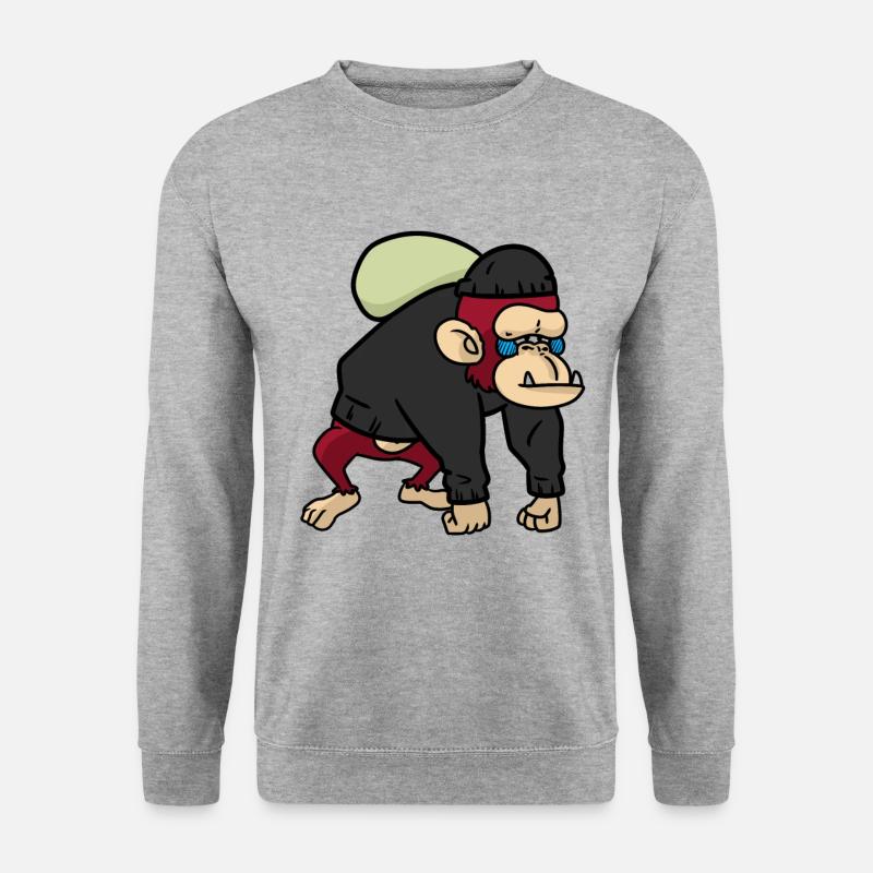 Robber Baboon monkey Affe Paviane - Unisex Pullover - Weißgrau meliert