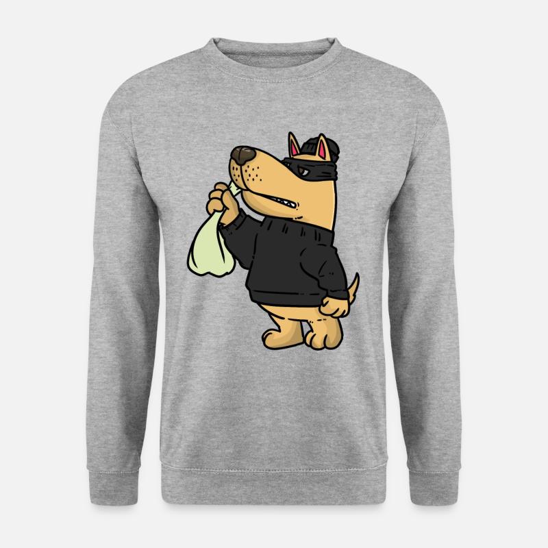 Dog Robber , Hunde Räuber - Unisex Pullover - Weißgrau meliert