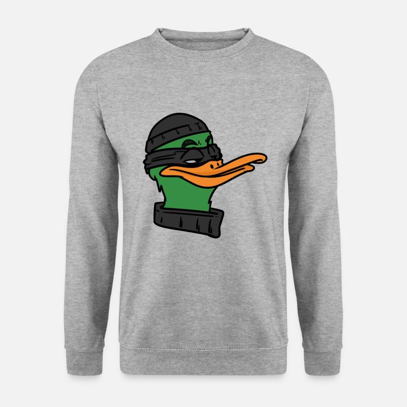 Duck Robber , Ente Räuber - Unisex Pullover - Weißgrau meliert
