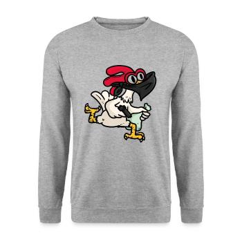 Chicken Robber, Hänchen robber - Unisex Sweatshirt - salt & pepper - Front - Alina (178cm) & Michal (187cm)