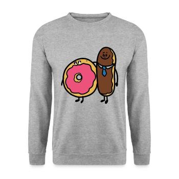 Perfect Couple Donut - Unisex Pullover - Weißgrau meliert - Vorne - Alina (178cm) & Michal (187cm)