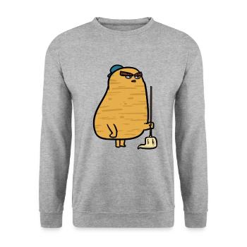 Janitor potato, potato janitor - Unisex Sweatshirt - salt & pepper - Front - Alina (178cm) & Michal (187cm)