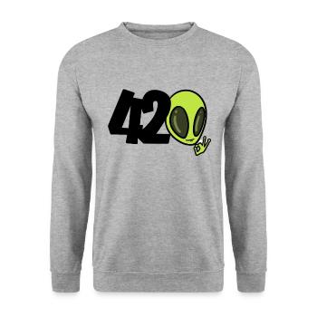 Alien 420 - Unisex Sweatshirt - salt & pepper - Front - Alina (178cm) & Michal (187cm)