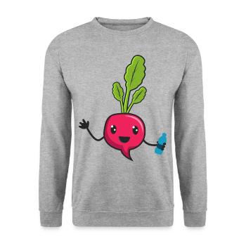 Beetroot with water, Rotebete - Unisex Sweatshirt - salt & pepper - Front - Alina (178cm) & Michal (187cm)