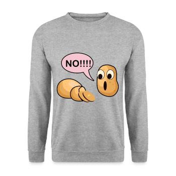 Shock Potato Kartoffel - Unisex Pullover - Weißgrau meliert - Vorne - Alina (178cm) & Michal (187cm)