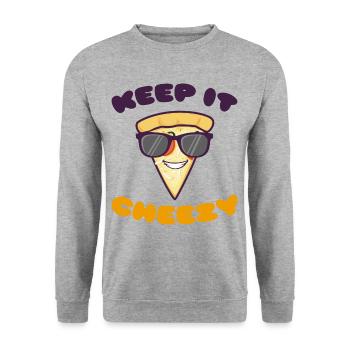 Keep it Cheezy - Unisex Sweatshirt - salt & pepper - Front - Alina (178cm) & Michal (187cm)