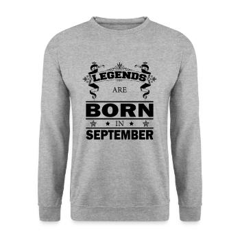 Legends are born in September. Birthday Legends - Unisex Sweatshirt - salt & pepper - Front - Alina (178cm) & Michal (187cm)