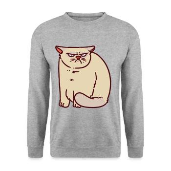 Montag Morgen Genervte Katze Demotiviert genervt - Unisex Pullover - Weißgrau meliert - Vorne - Alina (178cm) & Michal (187cm)