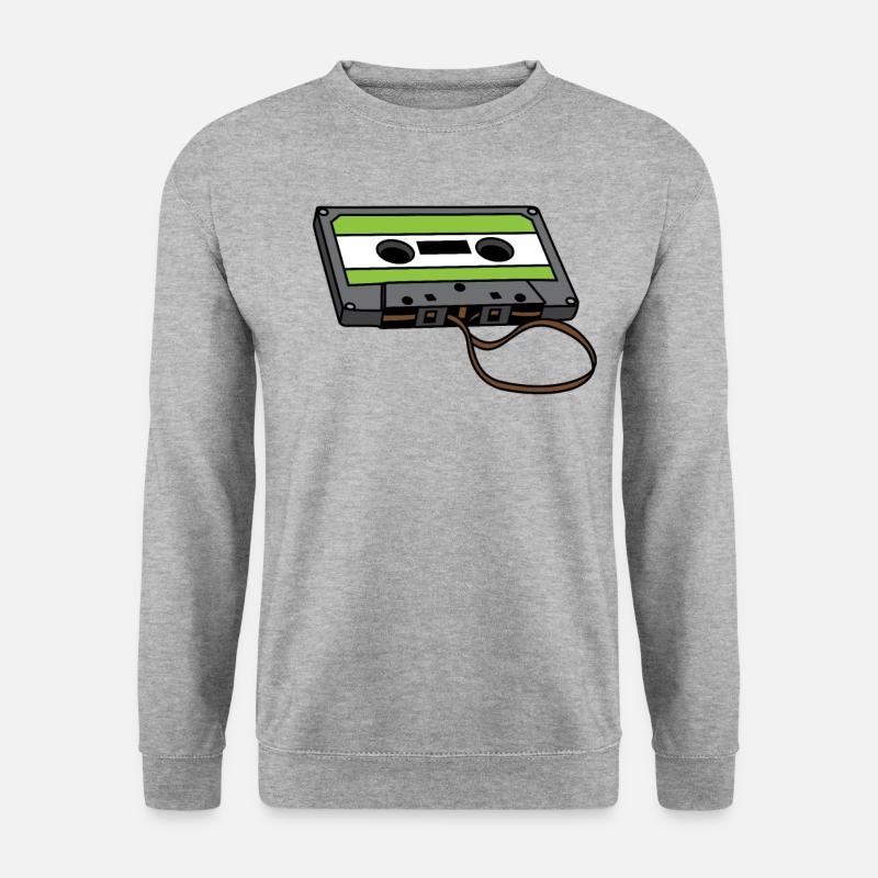 Kassette Musikkassette Audiokassette 80er Geschenk - Unisex Pullover - Weißgrau meliert