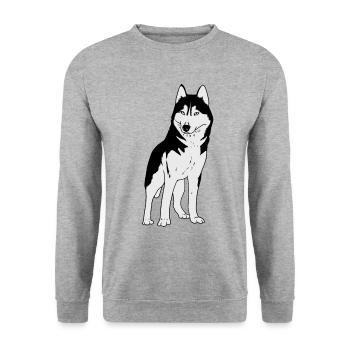Husky Dog - Unisex Sweatshirt - salt & pepper - Front - Alina (178cm) & Michal (187cm)
