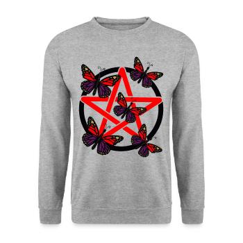 Pentagrammes vaudou sorcières - Sweat-shirt Unisexe - gris chiné - Devant - Alina (178cm) & Michal (187cm)