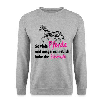 Pferde Reiten Reiter lustiger Spruch Geschenk - Unisex Pullover - Weißgrau meliert - Vorne - Alina (178cm) & Michal (187cm)