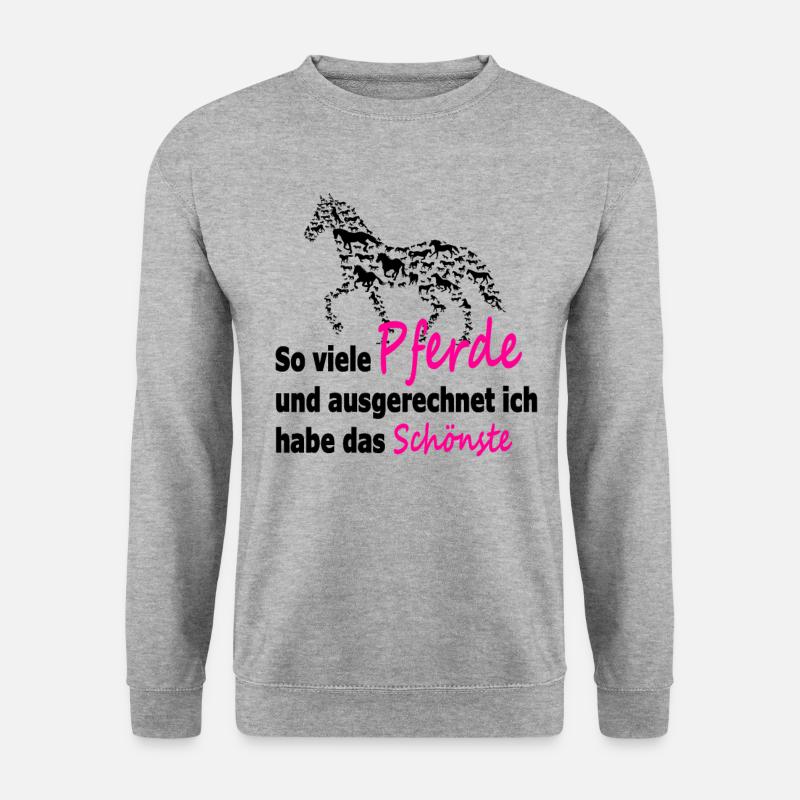 Pferde Reiten Reiter lustiger Spruch Geschenk - Unisex Pullover - Weißgrau meliert