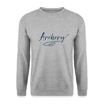 Pfeil und Bogen - Unisex Pullover - Weißgrau meliert - Vorne - Alina (178cm) & Michal (187cm)