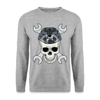 Mécanicien Automobile Mécanicien Machine Crâne - Sweat-shirt Unisexe - gris chiné - Devant - Alina (178cm) & Michal (187cm)