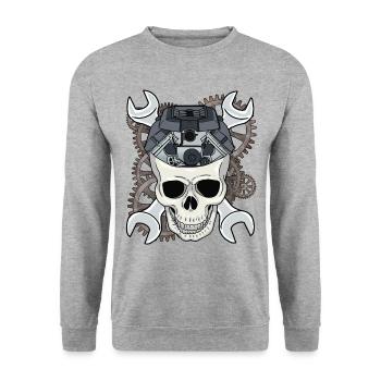Car Mechanic Screwdriver Mechanics Workshop - Unisex Sweatshirt - salt & pepper - Front - Alina (178cm) & Michal (187cm)