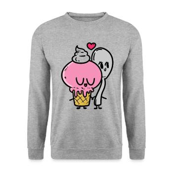 Amour de la crème glacée - Sweat-shirt Unisexe - gris chiné - Devant - Alina (178cm) & Michal (187cm)