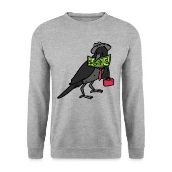 Broker Crow - Unisex Pullover - Weißgrau meliert - Vorne - Alina (178cm) & Michal (187cm)