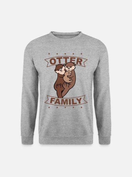 Otter Family, Douceurs, Cadeau, Idée de cadeau - Sweat-shirt Unisexe - gris chiné