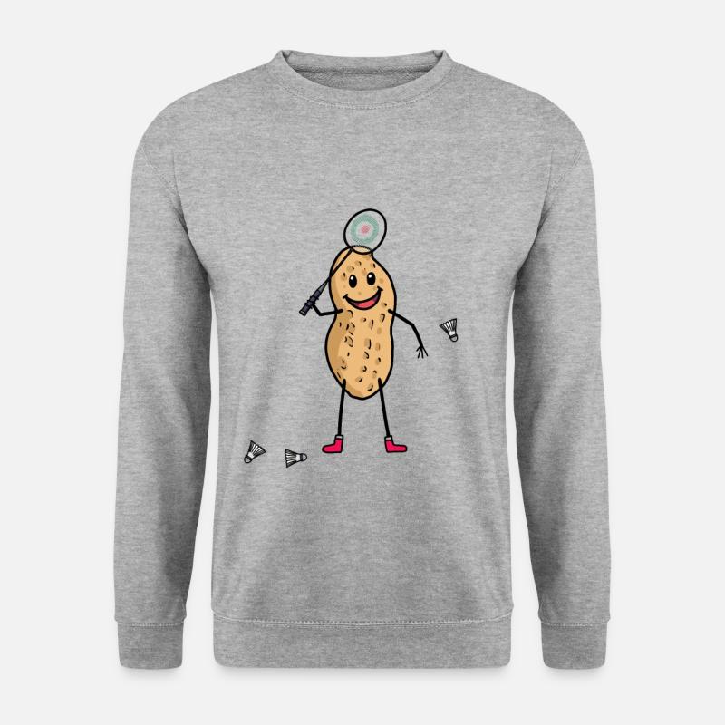 Tennisspiel Tennisspieler Tennismatch Erdnuss - Unisex Pullover - Weißgrau meliert