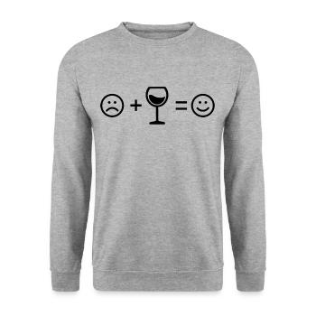 Sourire de vin avec verre de vin Cadeau de buveur de vin - Sweat-shirt Unisexe - gris chiné - Devant - Alina (178cm) & Michal (187cm)