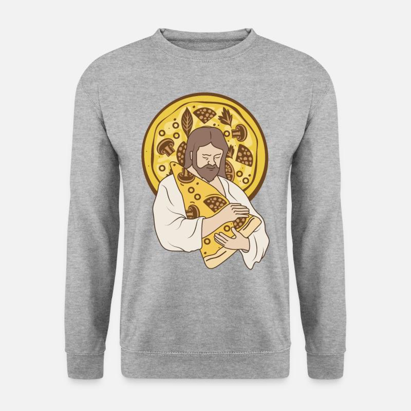 Pizza Wir Umarmen Sie Hipster Pizzabäcker Geschenk - Unisex Pullover - Weißgrau meliert