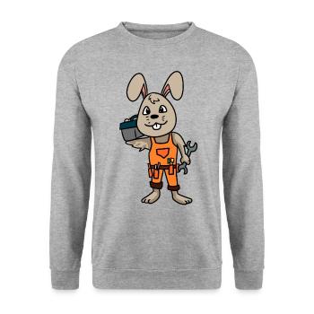 Mechaniker Schrauber Werkstatt Berufe KFZ Hase - Unisex Pullover - Weißgrau meliert - Vorne - Alina (178cm) & Michal (187cm)
