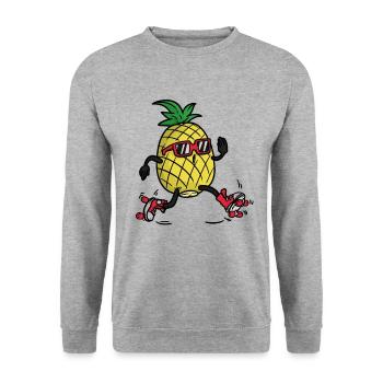 Pineapple Roller Skates , Ananas Inliner - Unisex Pullover - Weißgrau meliert - Vorne - Alina (178cm) & Michal (187cm)