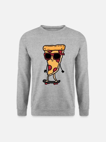 Pizza Skateboard - Unisex Pullover - Weißgrau meliert