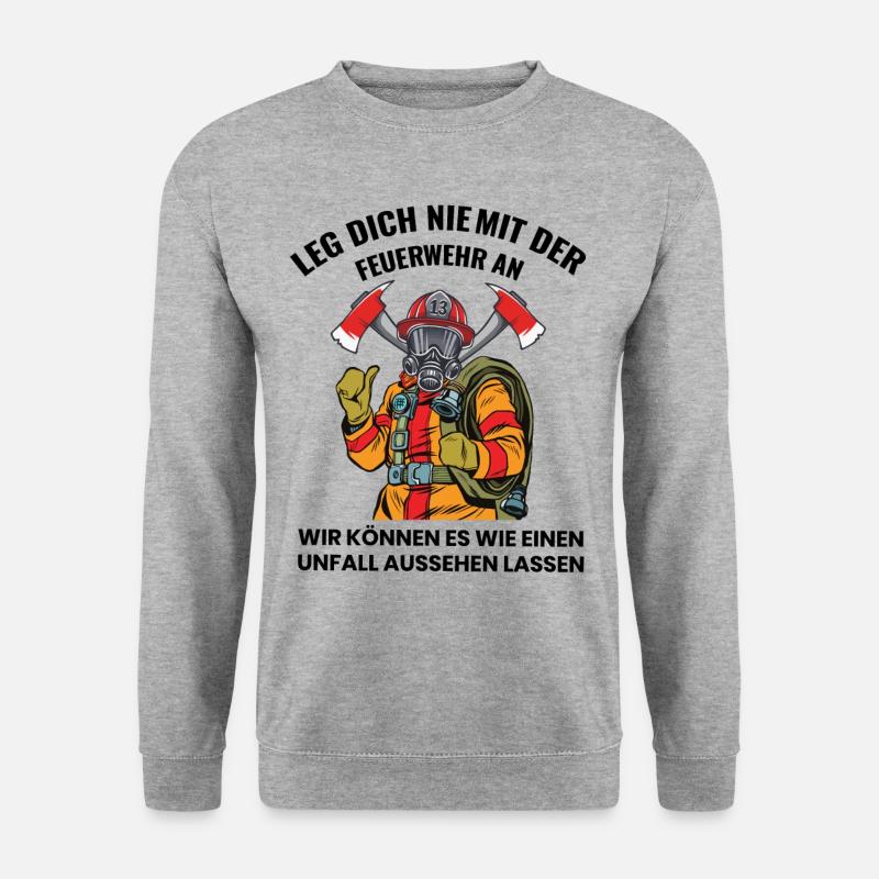 Feuerwehrmann Feuerwehr Spruch - Unisex Pullover - Weißgrau meliert