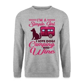 Dog Camping And Wine Caravan Holiday Gift - Unisex Sweatshirt - salt & pepper - Front - Alina (178cm) & Michal (187cm)