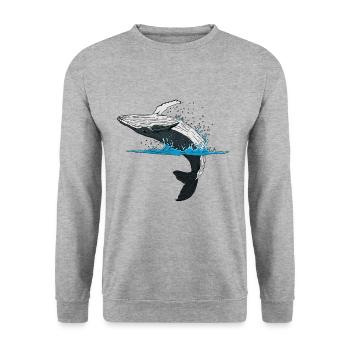 springendes Säugetier Geschenkidee für Natur Fans - Unisex Pullover - Weißgrau meliert - Vorne - Alina (178cm) & Michal (187cm)