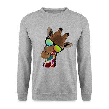 Rainbow giraffe with sun glasses gift idea - Unisex Sweatshirt - salt & pepper - Front - Alina (178cm) & Michal (187cm)