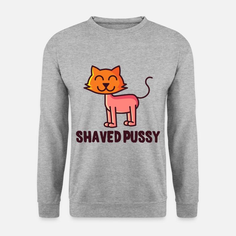 Rasierte Muschi Katze Kätzchen Geschenk - Unisex Pullover - Weißgrau meliert