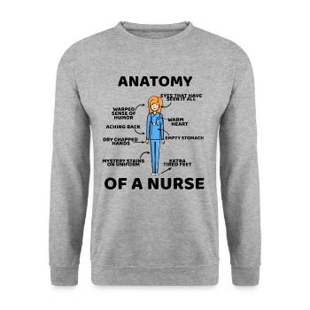 Anatomie einer Krankenschwester lustiges Geschenk - Unisex Pullover - Weißgrau meliert - Vorne - Alina (178cm) & Michal (187cm)