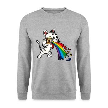 Party Feiern Bier kotzen Alkoholiker Säufer Rausch - Unisex Pullover - Weißgrau meliert - Vorne - Alina (178cm) & Michal (187cm)