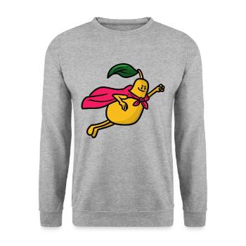 Hero Mango Held Mango - Unisex Pullover - Weißgrau meliert - Vorne - Alina (178cm) & Michal (187cm)