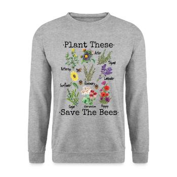 Save the Bees Shirt Plant These Save The Bees - Unisex Sweatshirt - salt & pepper - Front - Alina (178cm) & Michal (187cm)