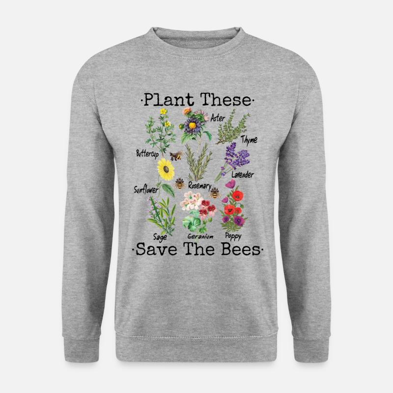 Rettet die Bienen Shirt Plant These Save The Bees - Unisex Pullover - Weißgrau meliert
