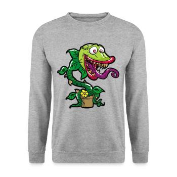Venus Fliegenfalle Falle Fleichfressende Plfanze - Unisex Pullover - Weißgrau meliert - Vorne - Alina (178cm) & Michal (187cm)
