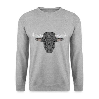Bulle Stier Stierkampf Polygon Rind Tiere Spanien - Unisex Pullover - Weißgrau meliert - Vorne - Alina (178cm) & Michal (187cm)