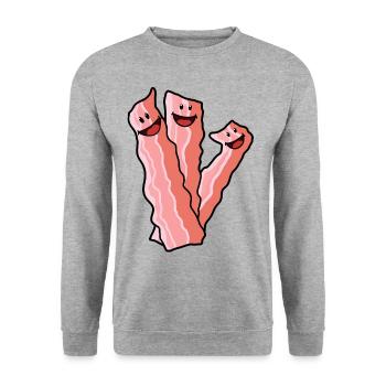 Speck Schinken Schweinefleisch Speise Nahrung - Unisex Pullover - Weißgrau meliert - Vorne - Alina (178cm) & Michal (187cm)