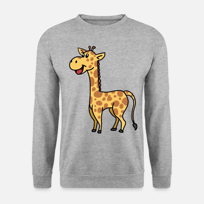 Giraffe Giraffen Wildtiere Zootiere Tiere Kinder - Unisex Pullover - Weißgrau meliert