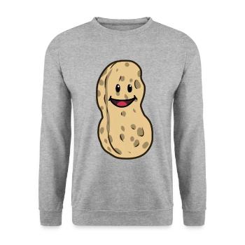 Erdnuss Erdnüsse Nuss Nüsse Speise nett - Unisex Pullover - Weißgrau meliert - Vorne - Alina (178cm) & Michal (187cm)