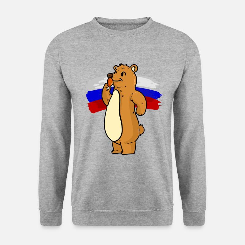 Russischer Bär und Fried Chicken Russian Bear and - Unisex Pullover - Weißgrau meliert