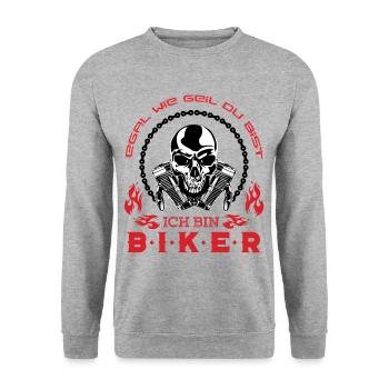 Motorradfahrer Spruch - Unisex Pullover - Weißgrau meliert - Vorne - Alina (178cm) & Michal (187cm)