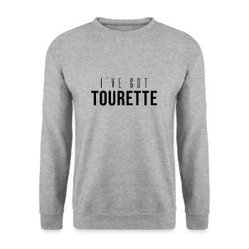 Tick Syndrom Tourettes Tourette Behinderung - Unisex Pullover - Weißgrau meliert - Vorne - Alina (178cm) & Michal (187cm)